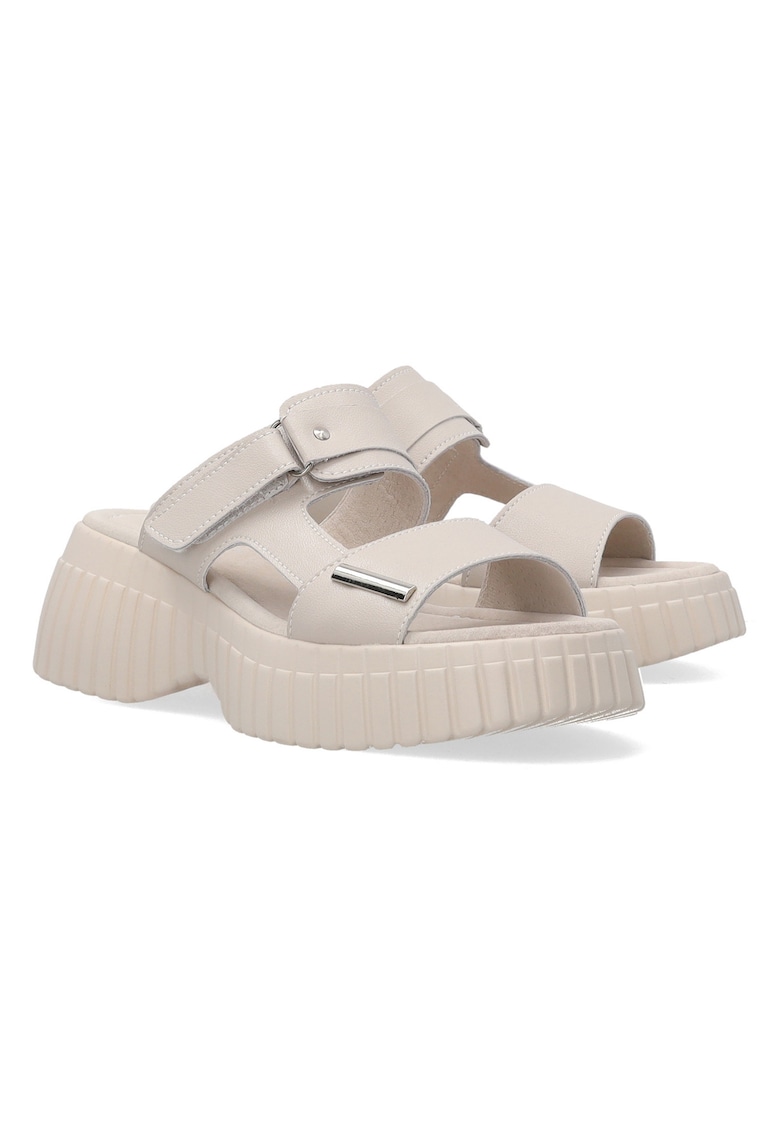 Papuci din piele cu talpa demi-wedge