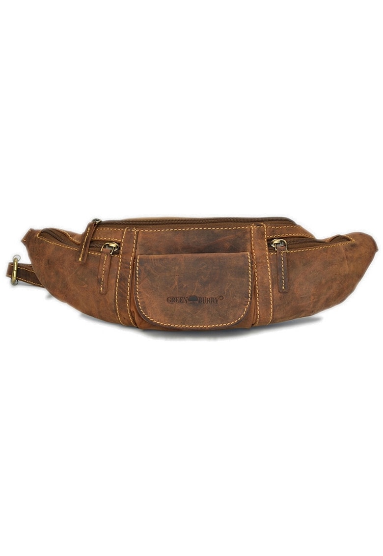 Borseta unisex piele naturala maro antichizat 37 x 11 cm - Vintage - Maro antichizat