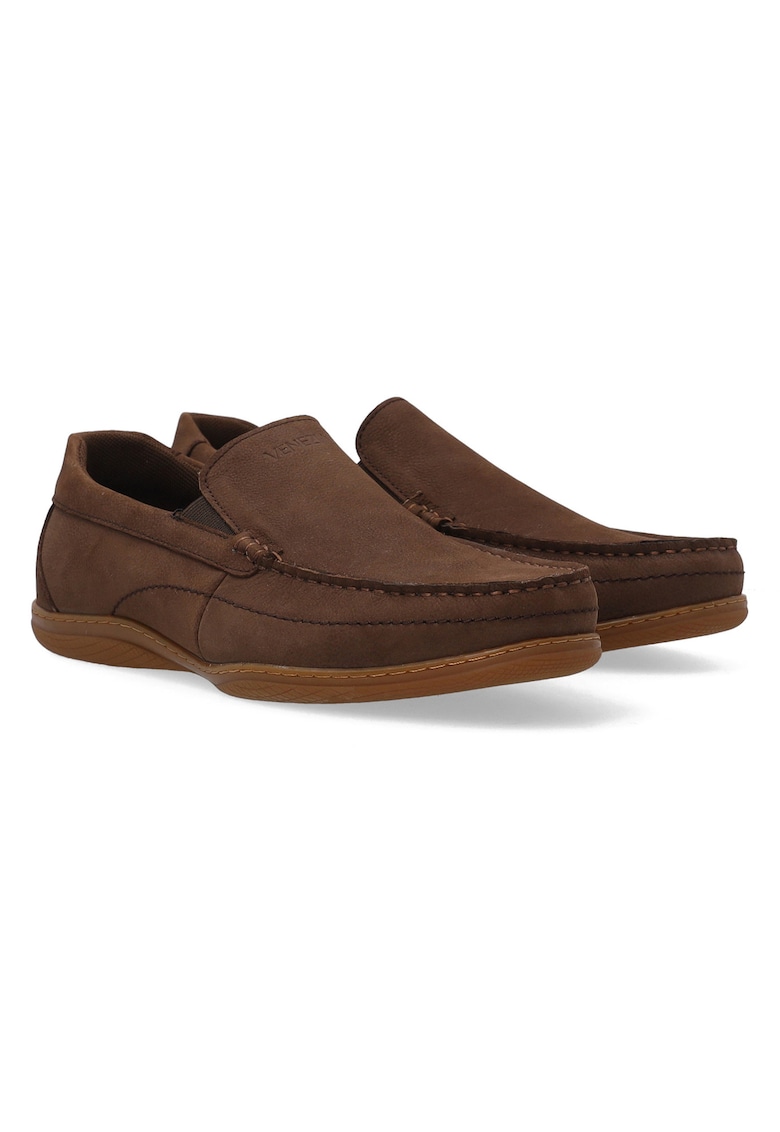 Mocasini de piele cu insertii elastice