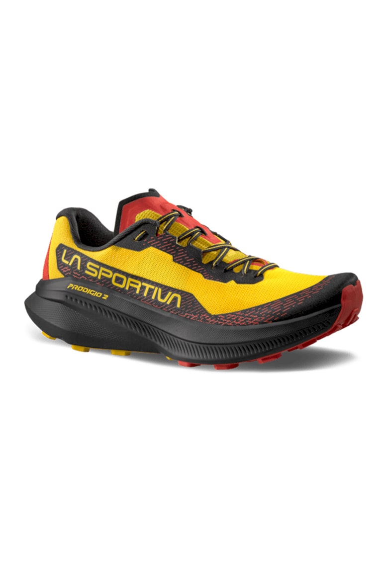Pantofi Prodigio 2 cu sireturi elastice - pentru alergare - Negru/Galben sofran/Portocaliu mandarina