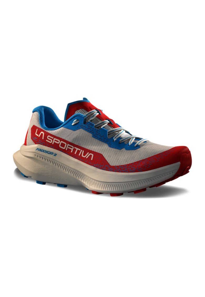 Pantofi Prodigio 2 cu sireturi elastice - pentru alergare - Albastru pastel/Rosu inchis/Alb optic