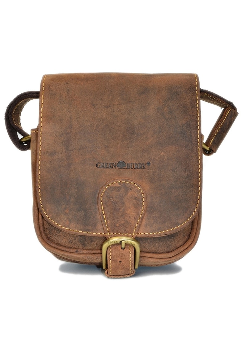 Geanta umar unisex piele naturala maro antichizat 16.5 x 20 x 10 cm - Vintage - Maro antichizat