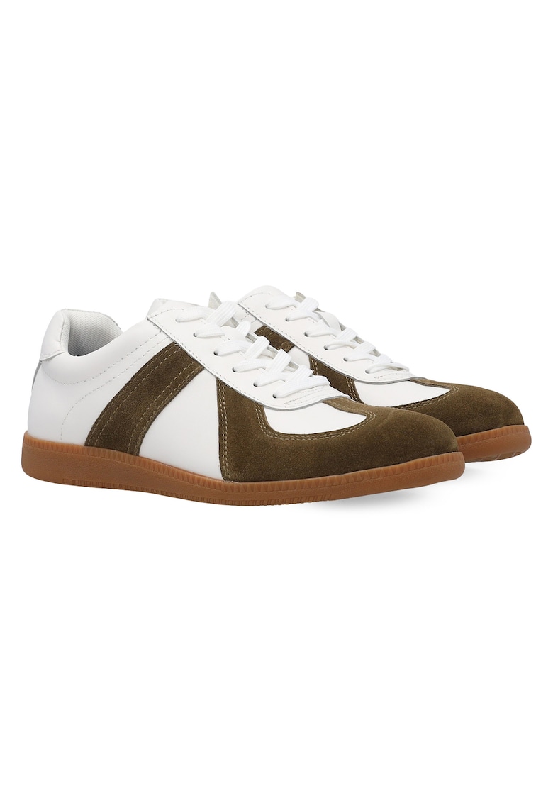 Pantofi sport cu garnituri de piele intoarsa si sireturi