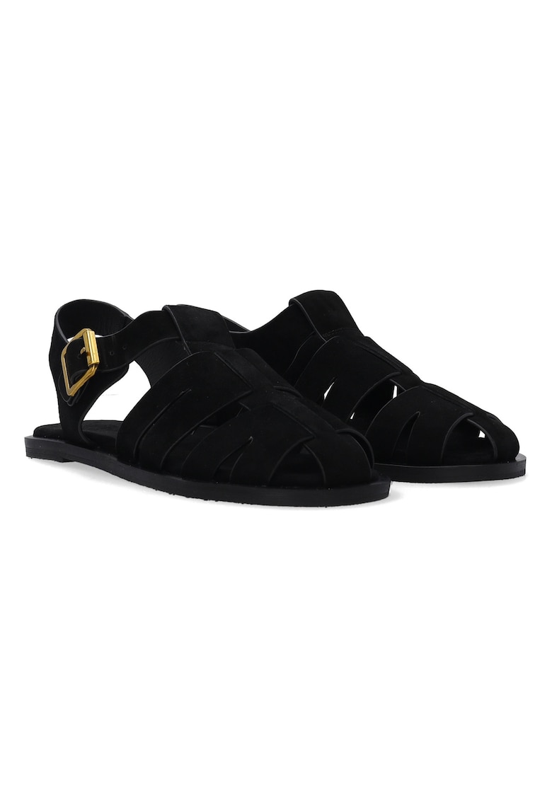 Sandale fisherman din piele intoarsa cu catarama -