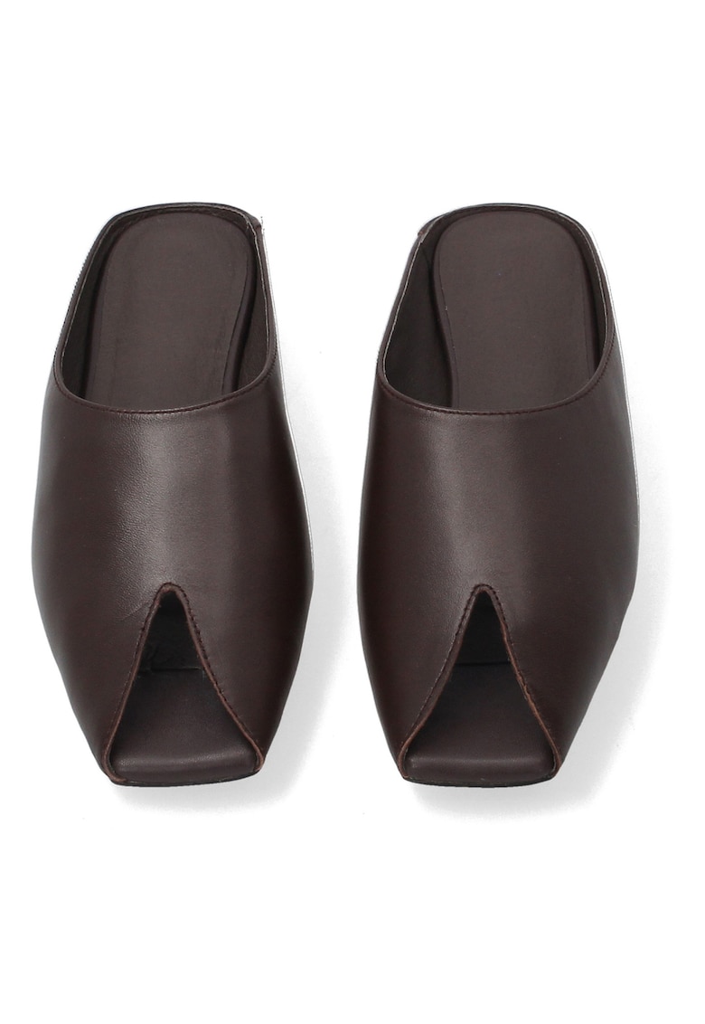 Sandale din piele cu varf patrat -
