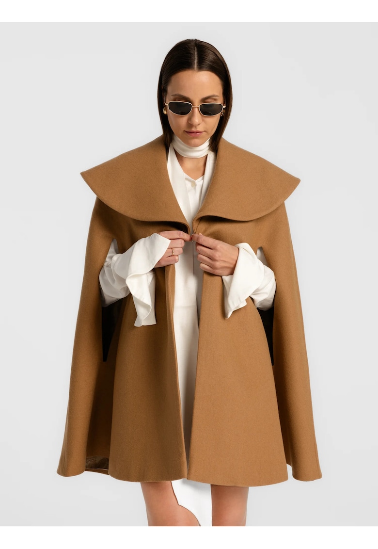Poncho cu guler supradimensionat Sorte - Maro
