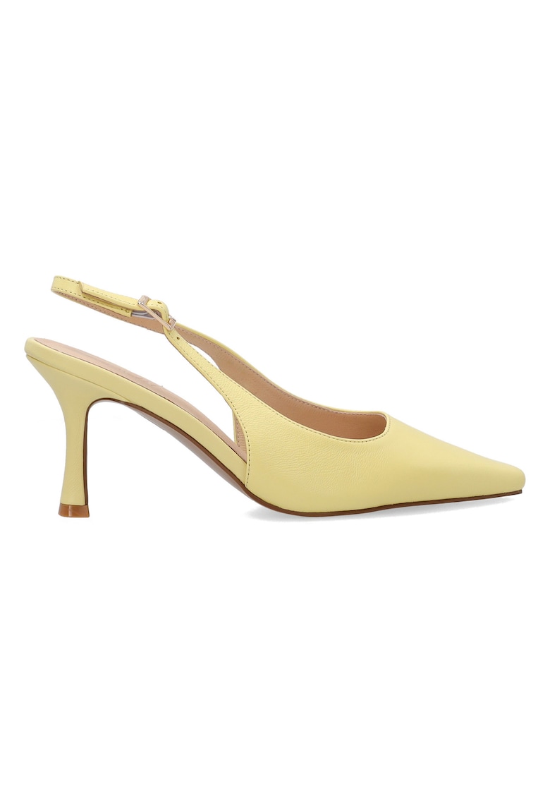 Pantofi din piele uni cu bareta slingback