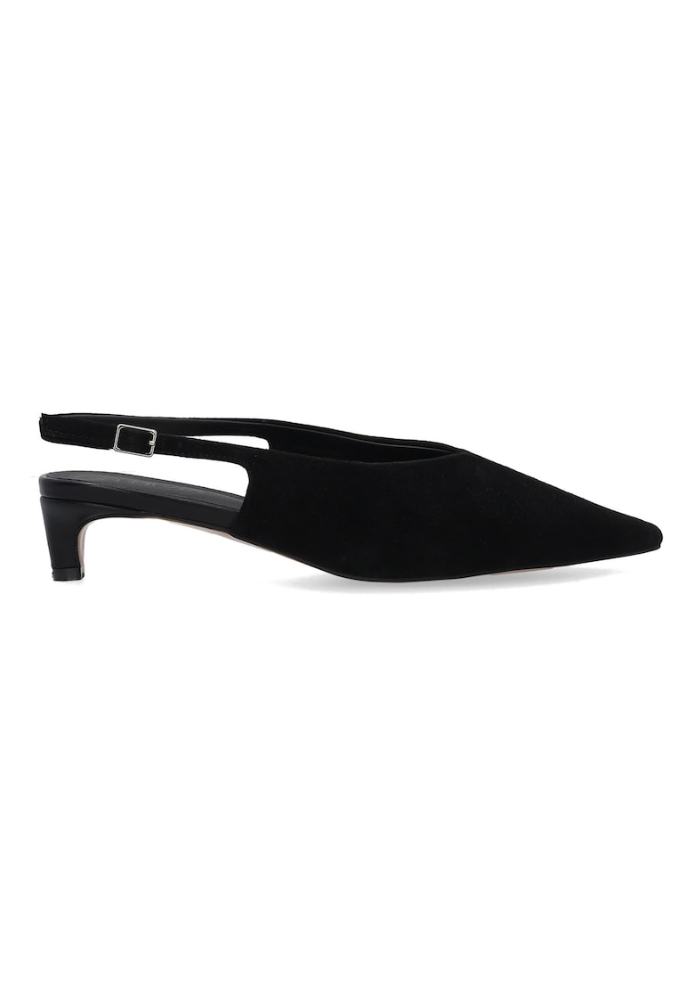 Pantofi slingback uni din piele intoarsa
