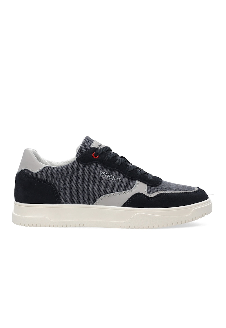 Pantofi sport din material textil cu insertii din piele naturala - Bleumarin