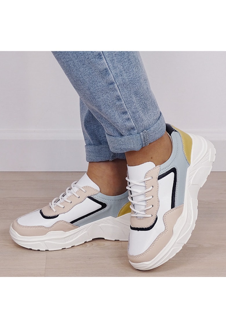 Sneakersi bej din piele naturala 5092 M2 20045 - Bej
