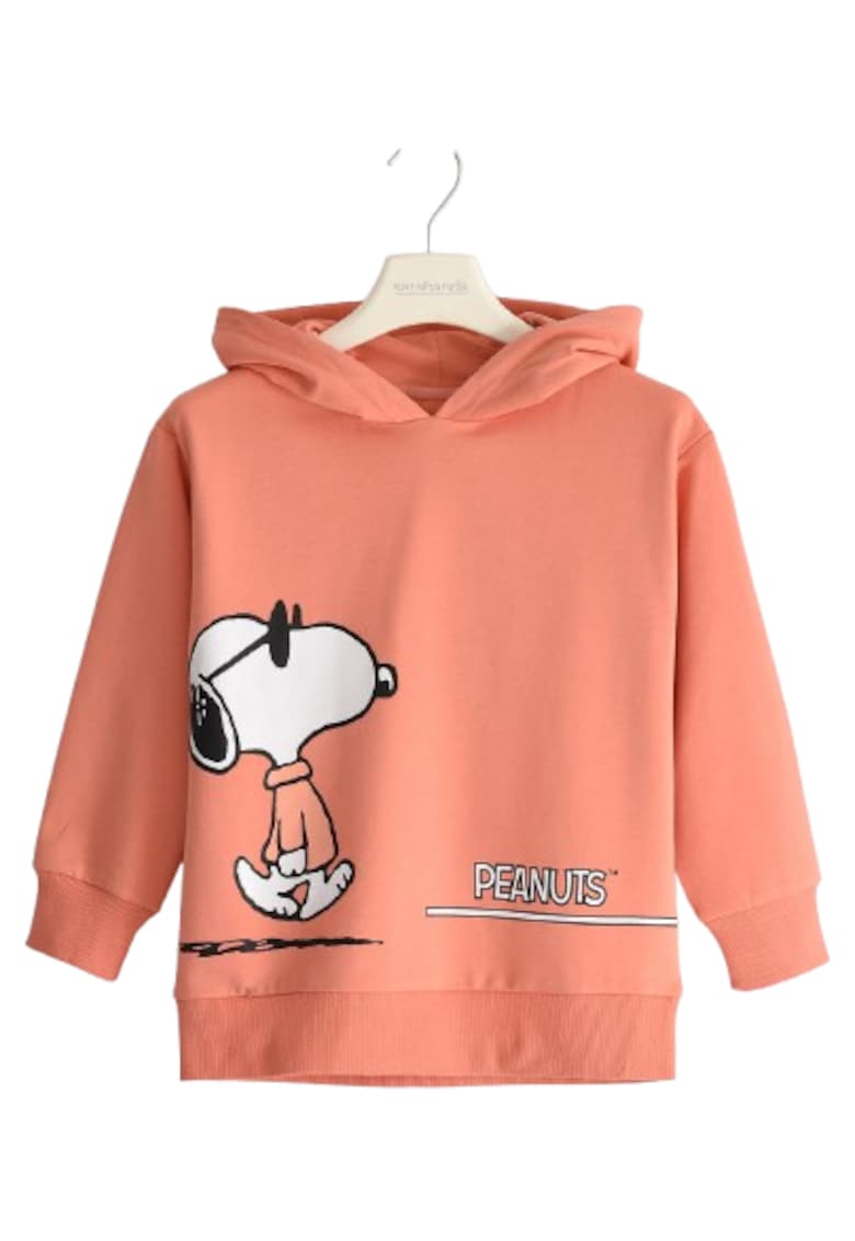 Hanorac din Bumbac Elastic cu Gluga si Imprimeu Snoopy