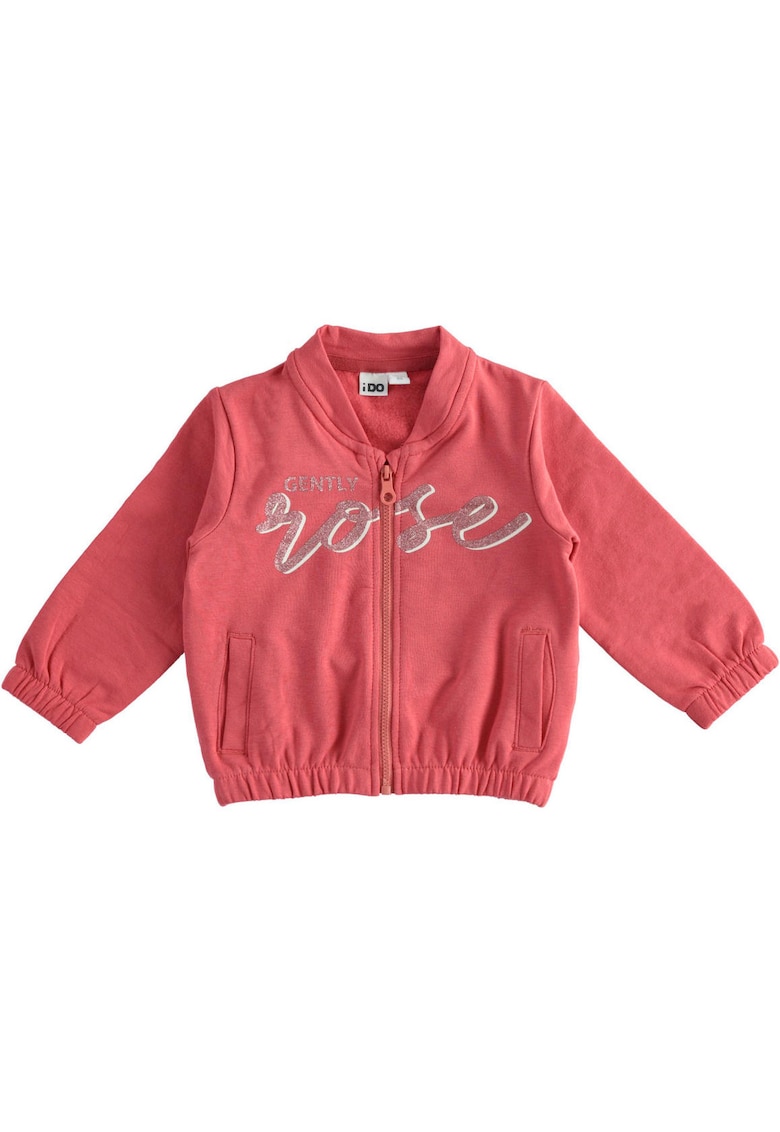 Hanorac iDO din Bumbac Elastic cu Fermoar si Imprimeu GENTLY rose