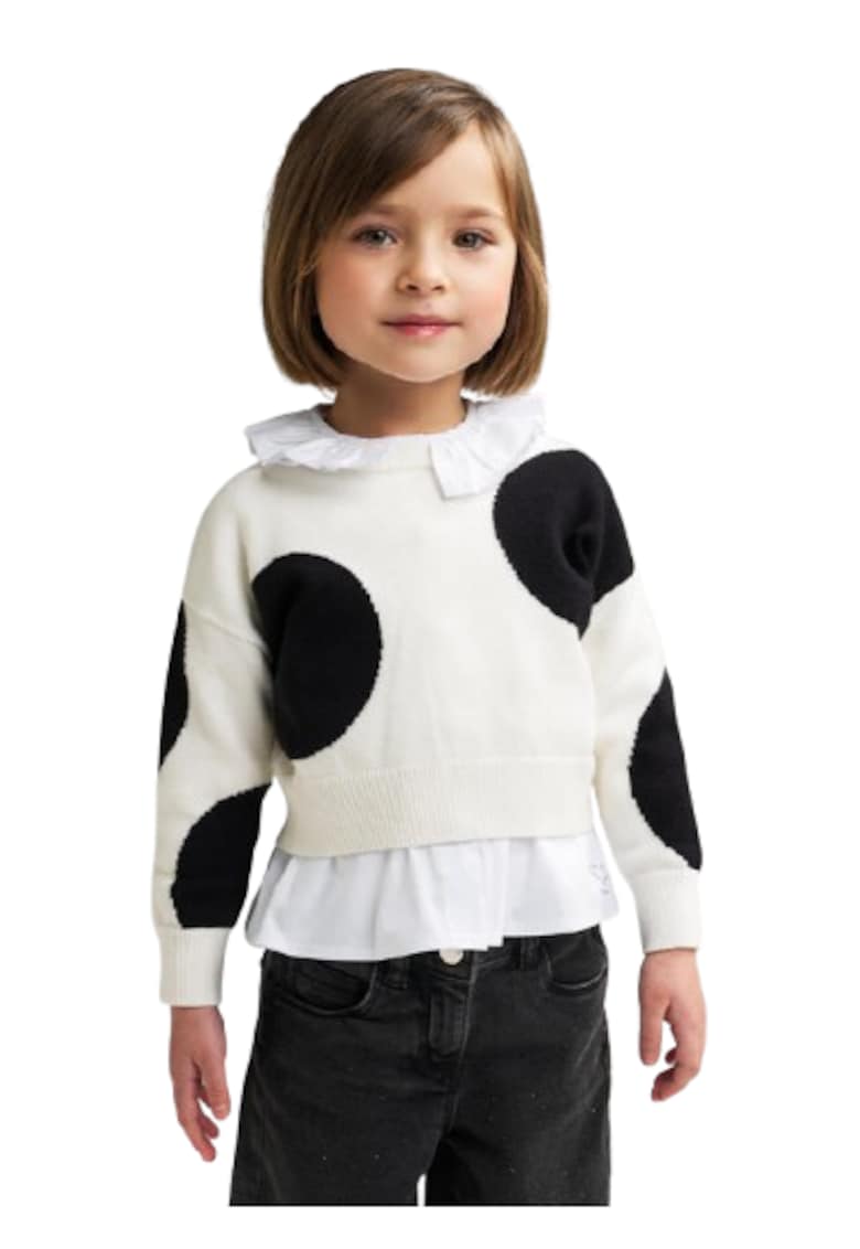 Pulover din Tricot Fin cu Buline Maxi Intarsia