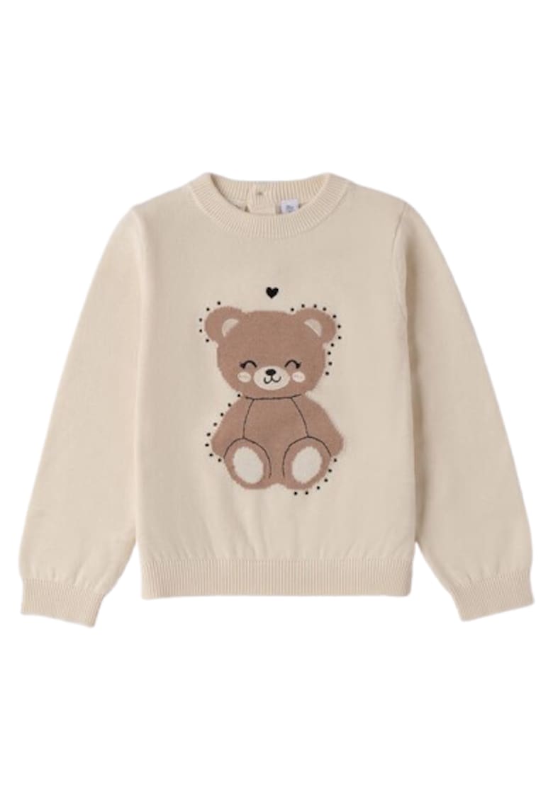 Pulover din Bumbac 100% cu Broderie Intarsia Ursulet