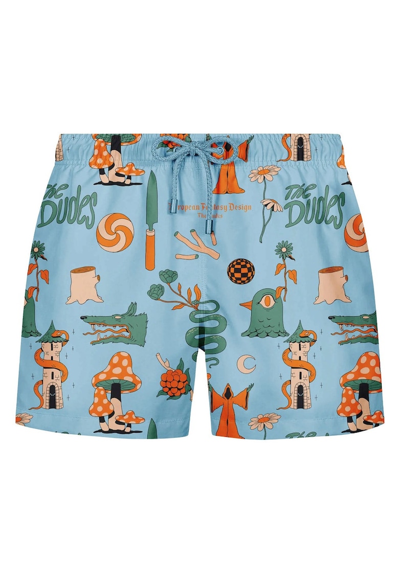 Pantaloni scurti de baie cu imprimeu cu snur
