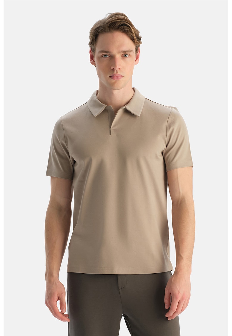 Tricou polo din bumbac cu model uni - Bej