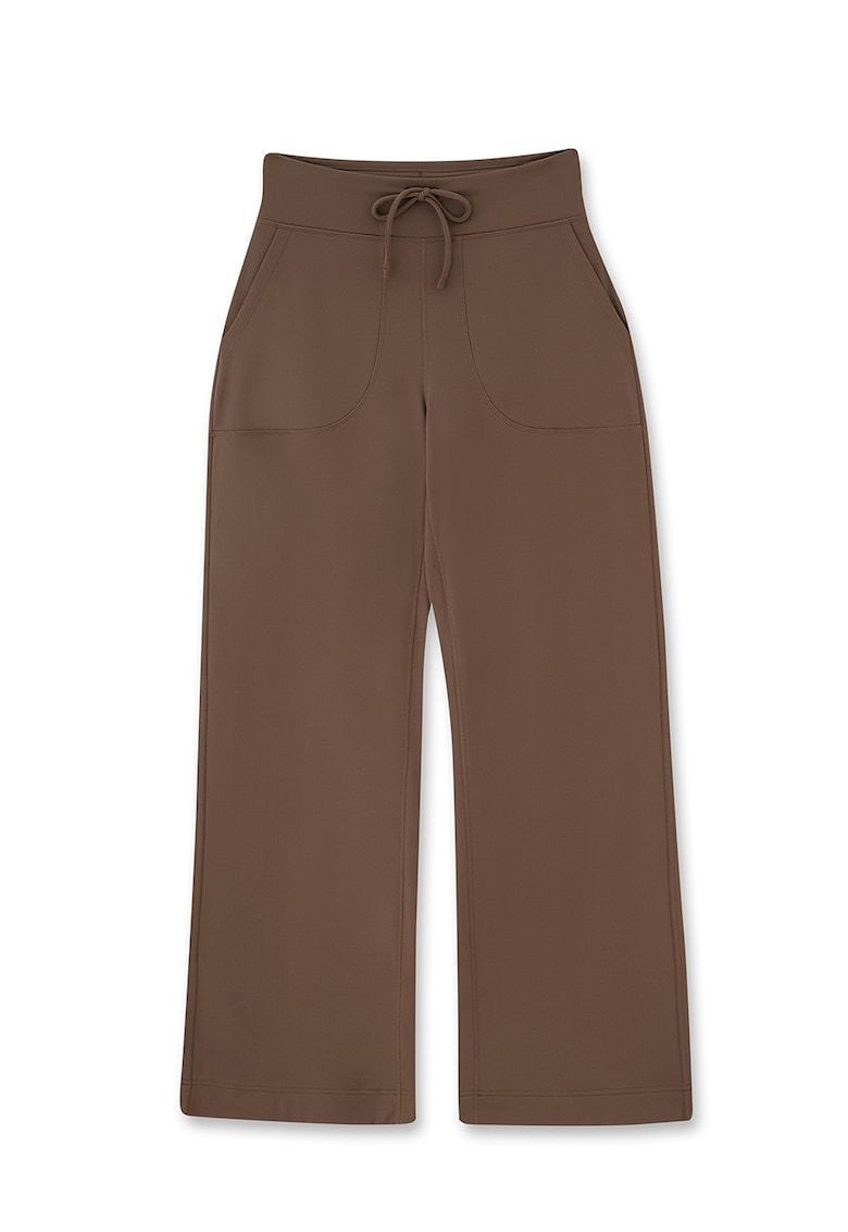 Pantaloni cu croiala ampla si buzunare laterale - Maro