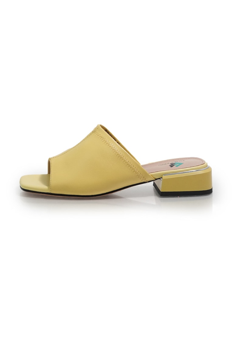 Papuci dama 2601415 din piele naturala - Galben