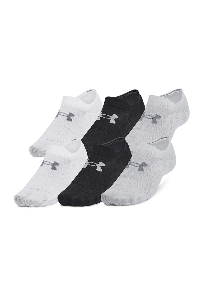Set de sosete pana la glezna cu detaliu logo Essential - 6 perechi - Negru/Gri deschis