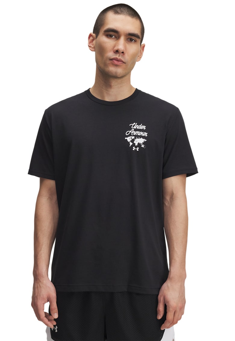 Tricou cu logo si imprimeu pe spate Sports - Negru/Alb optic