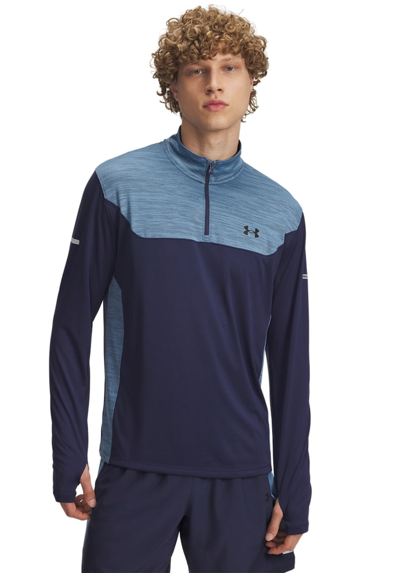Bluza de trening cu guler cu fermoar pentru fitness - Albastru pastel/Albastru inchis