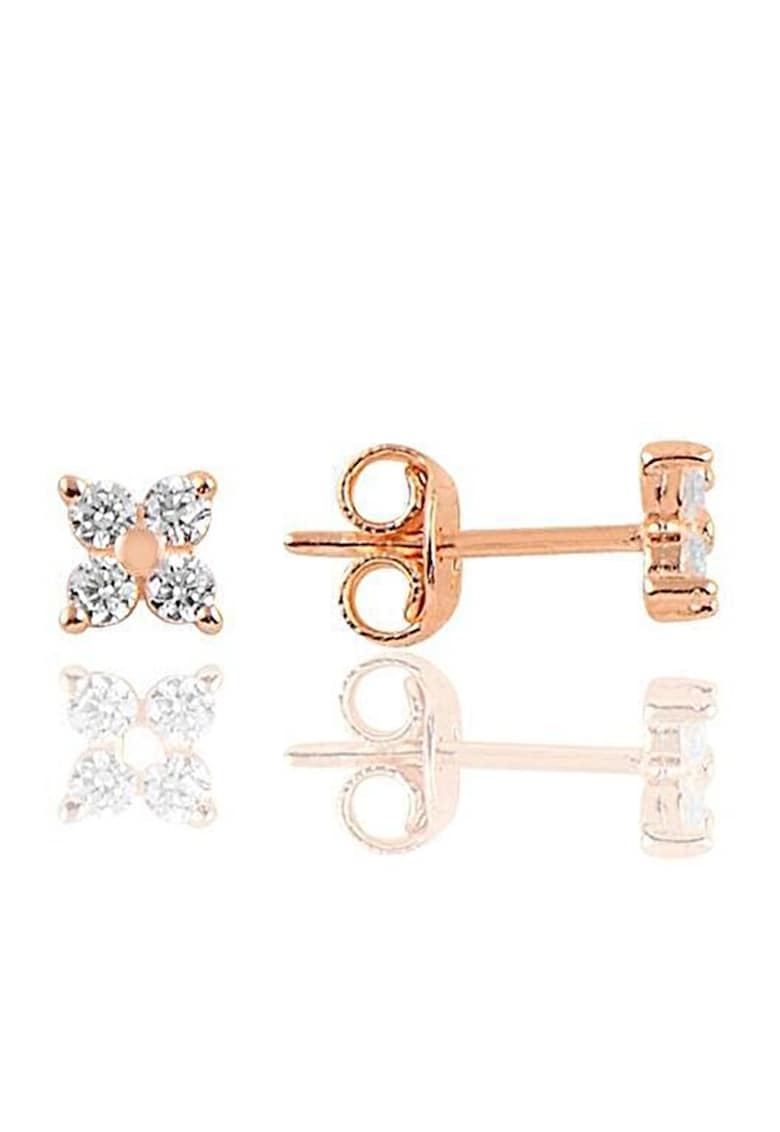Cercei din argint 925 decorati cu pietre zirconia - Auriu rose