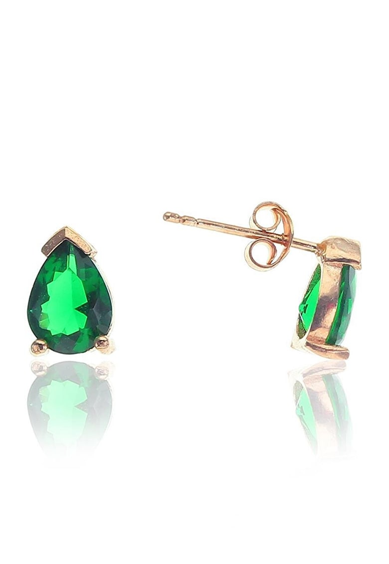 Cercei din argint 925 decorati cu zirconia - Verde/Auriu
