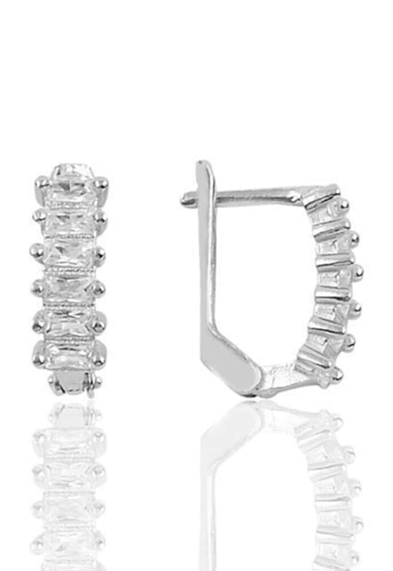 Cercei din argint 925 decorati cu pietre zirconia - Argintiu/Transparent