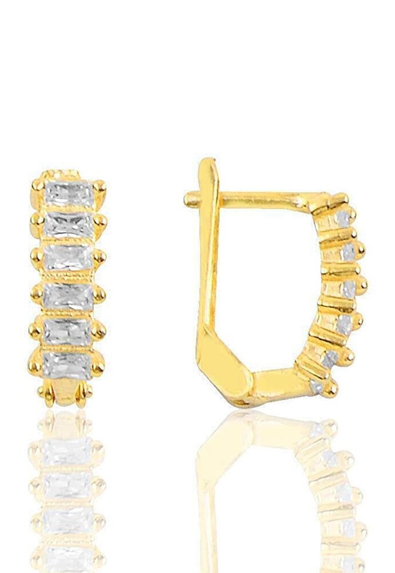 Cercei din argint 925 decorati cu pietre zirconia - Auriu/Transparent