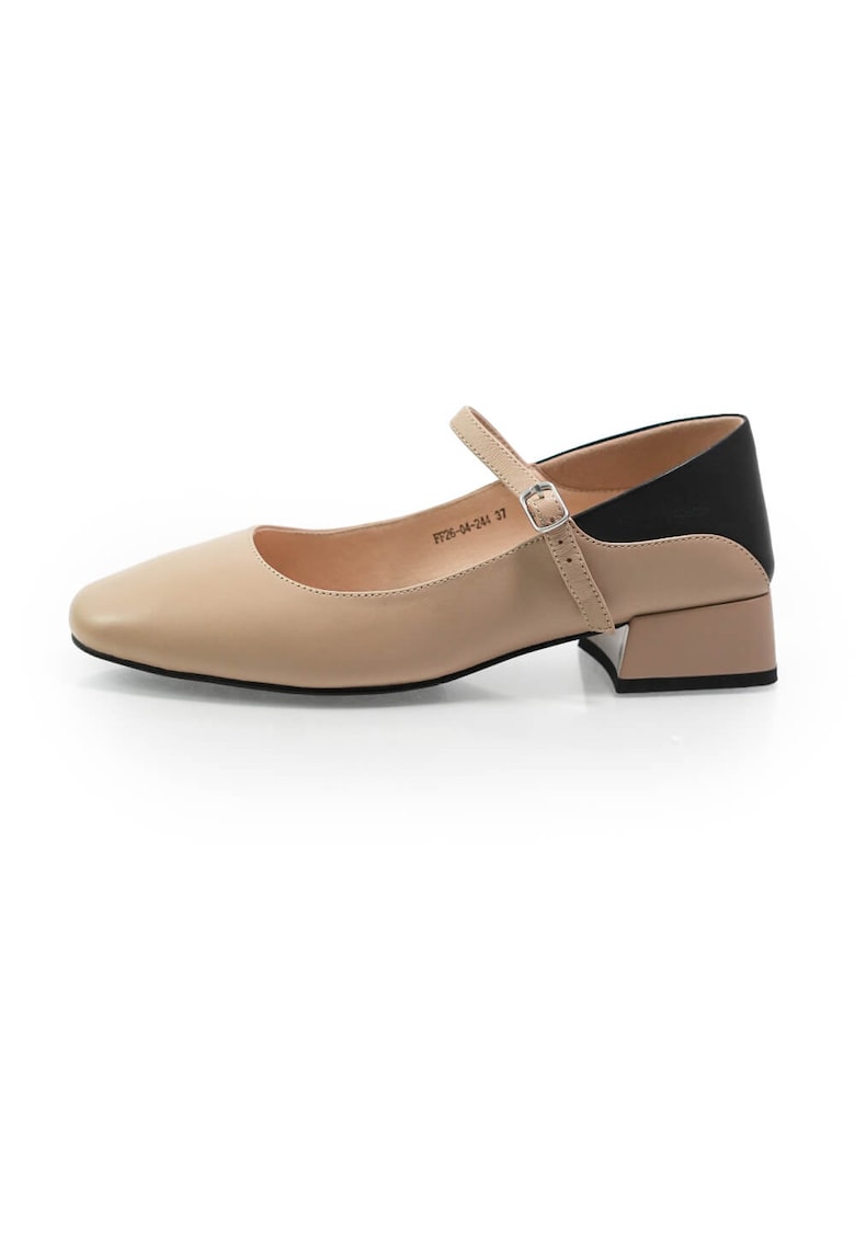 Pantofi Mary-Jane din piele naturala - Bej