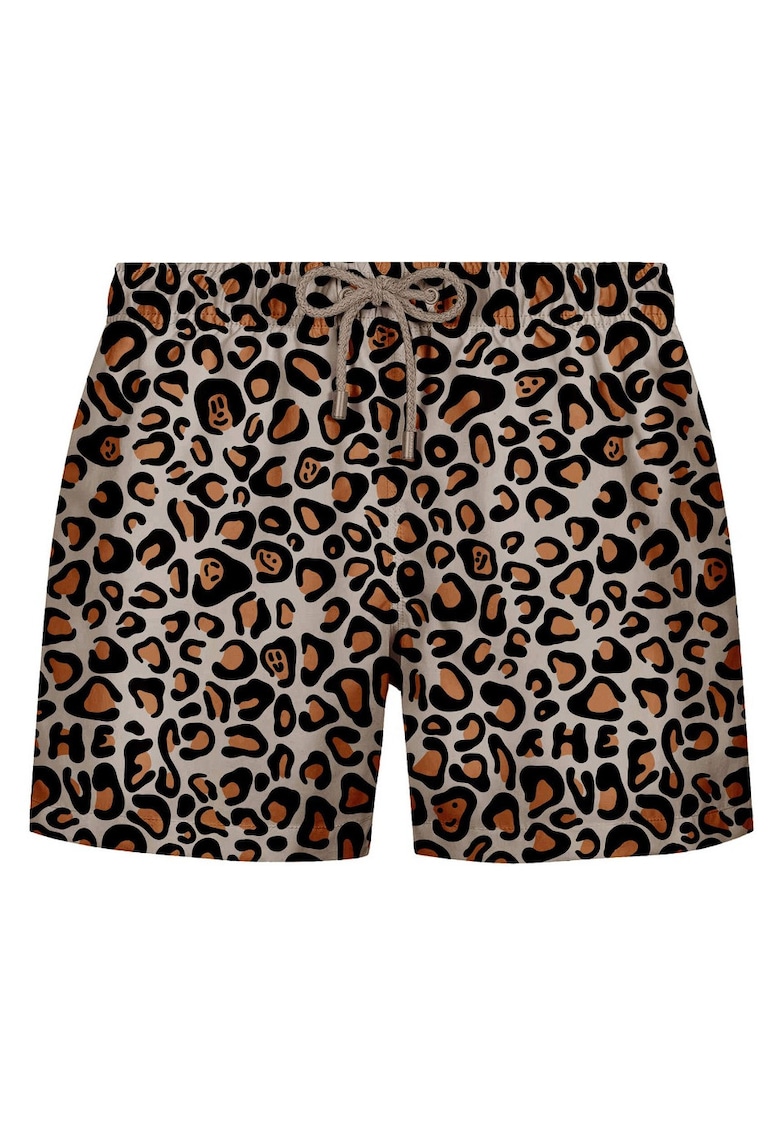 Pantaloni scurti de baie cu imprimeu si snur de ajustare