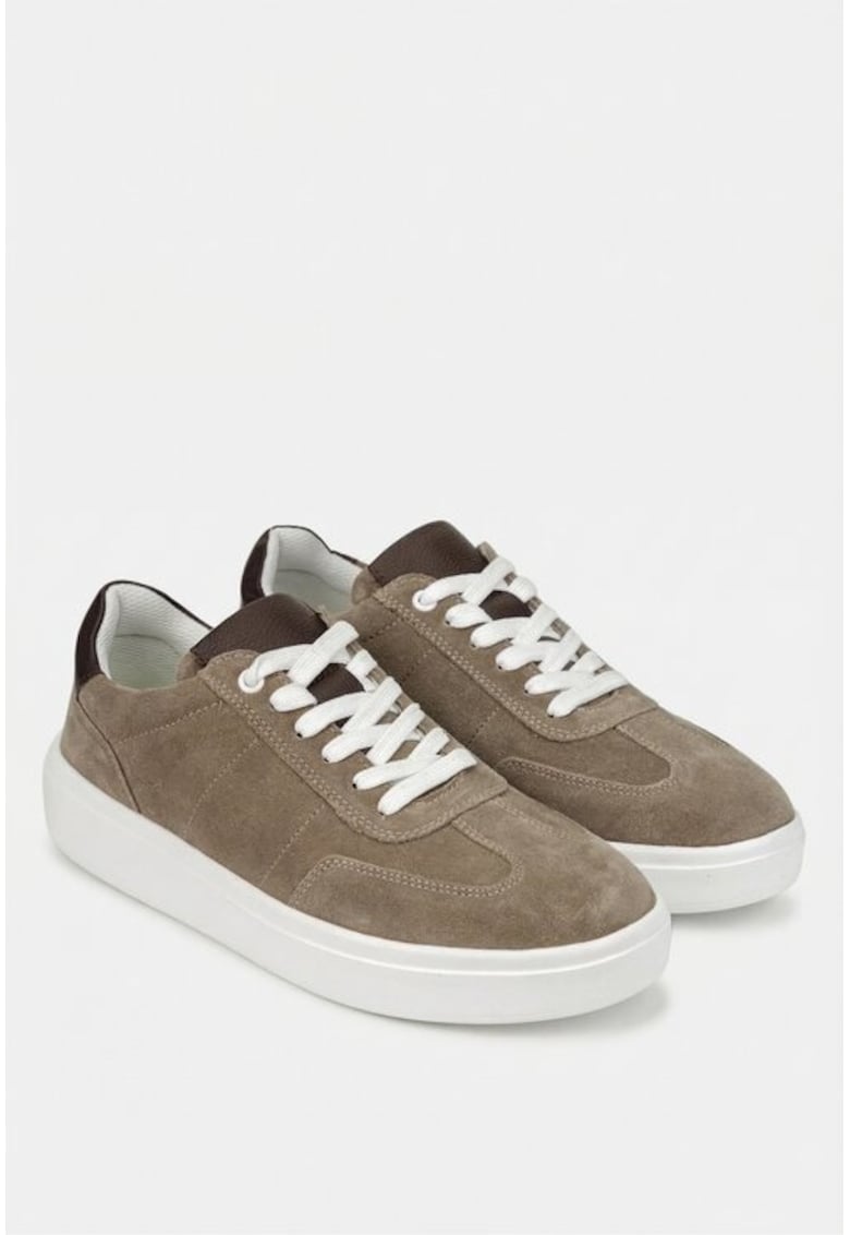 Pantofi barbati din piele intoarsa taupe