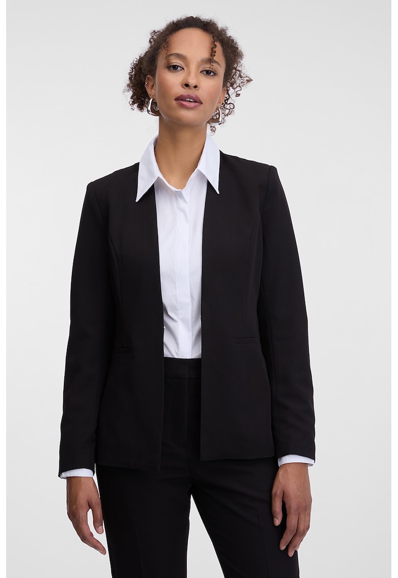 Sacou cambrat cu model uni - Negru