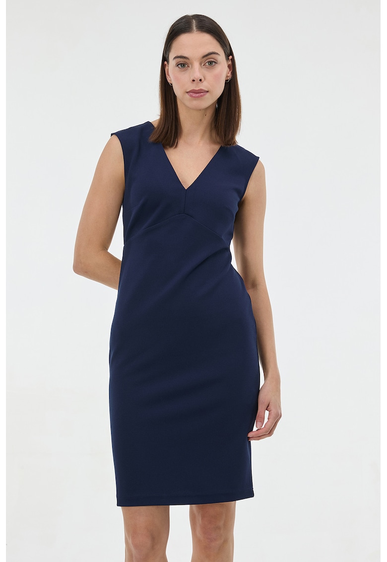 Rochie cambrata cu decolteu in V - Bleumarin