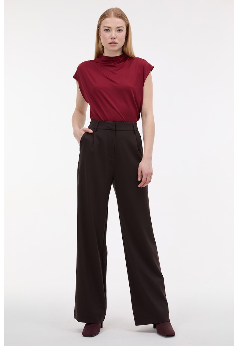 Pantaloni eleganti cu buzunare oblice - Maro inchis