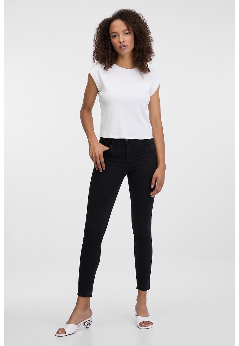 Blugi crop skinny - Negru