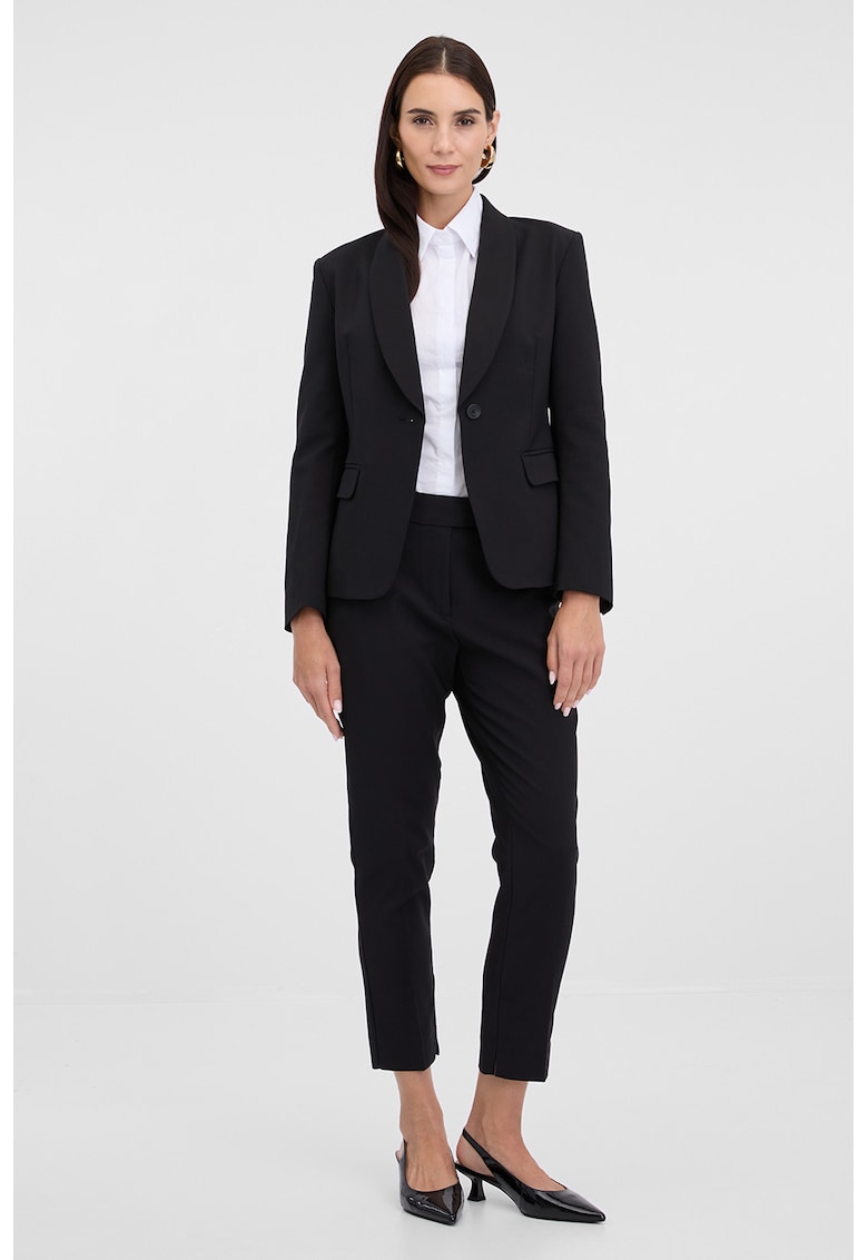Pantaloni chino crop cu model uni - Negru