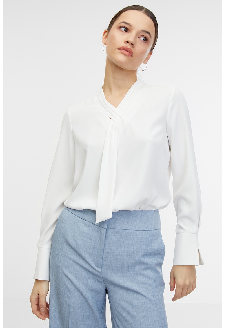 Bluza cu cravata - Alb