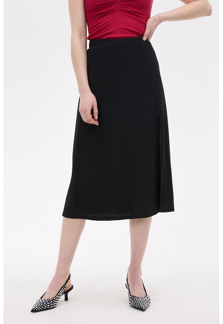 Fusta evazata cu slit lateral - Negru