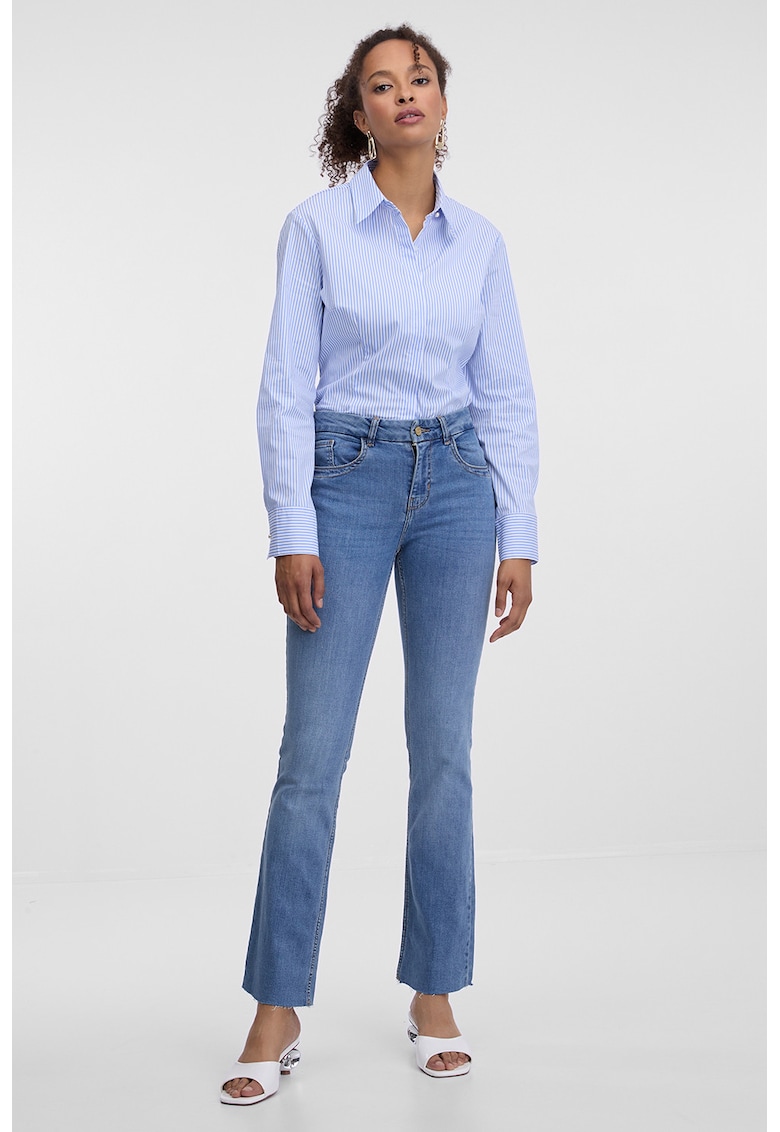 Blugi cu croiala bootcut si aspect decolorat - Albastru