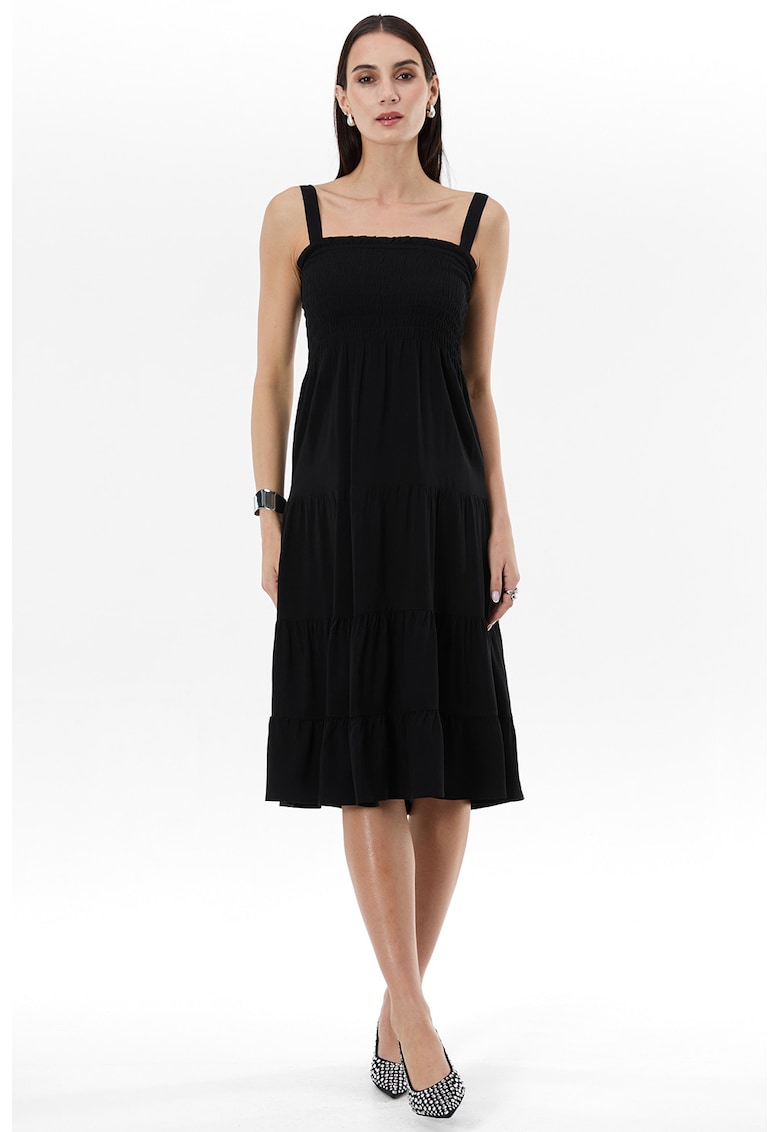 Rochie evazata cu model uni - Negru