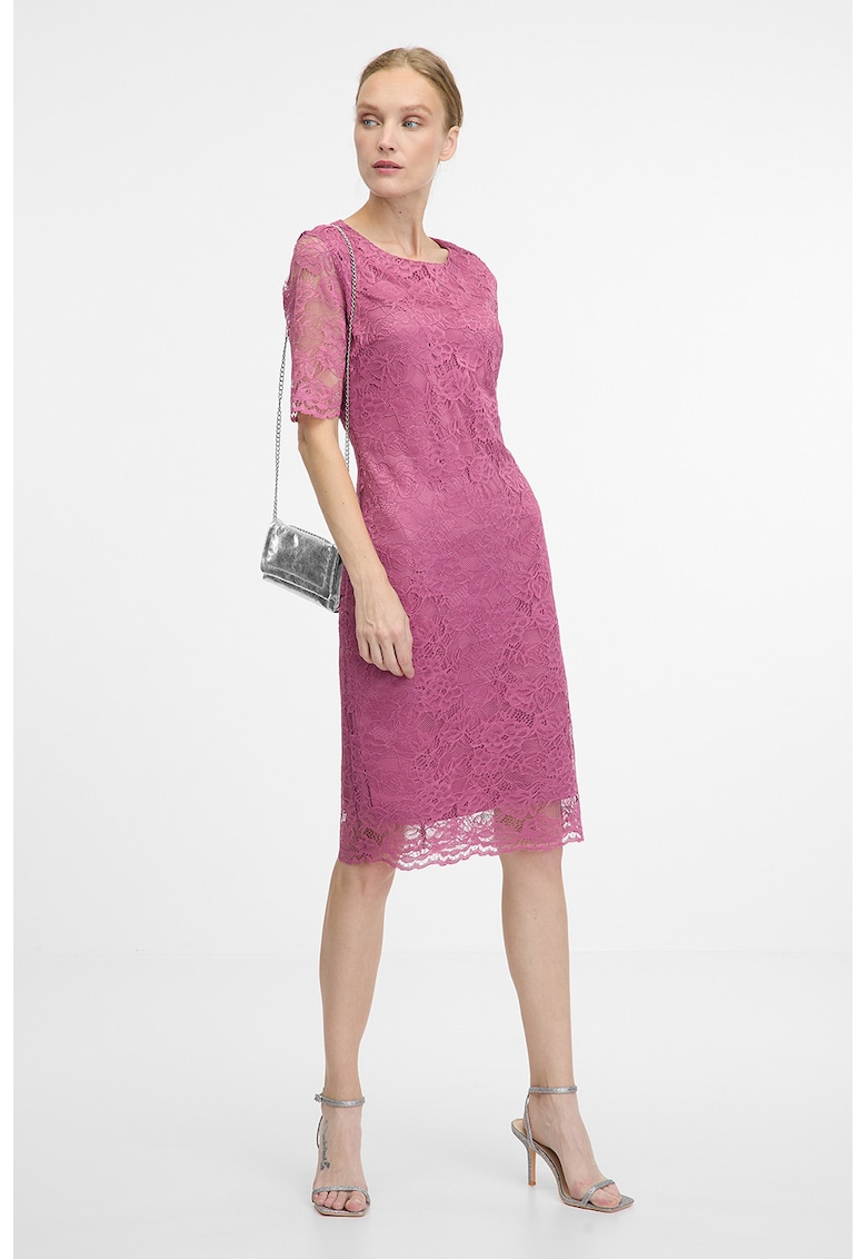 Rochie cambrata cu maneci scurte - Roz