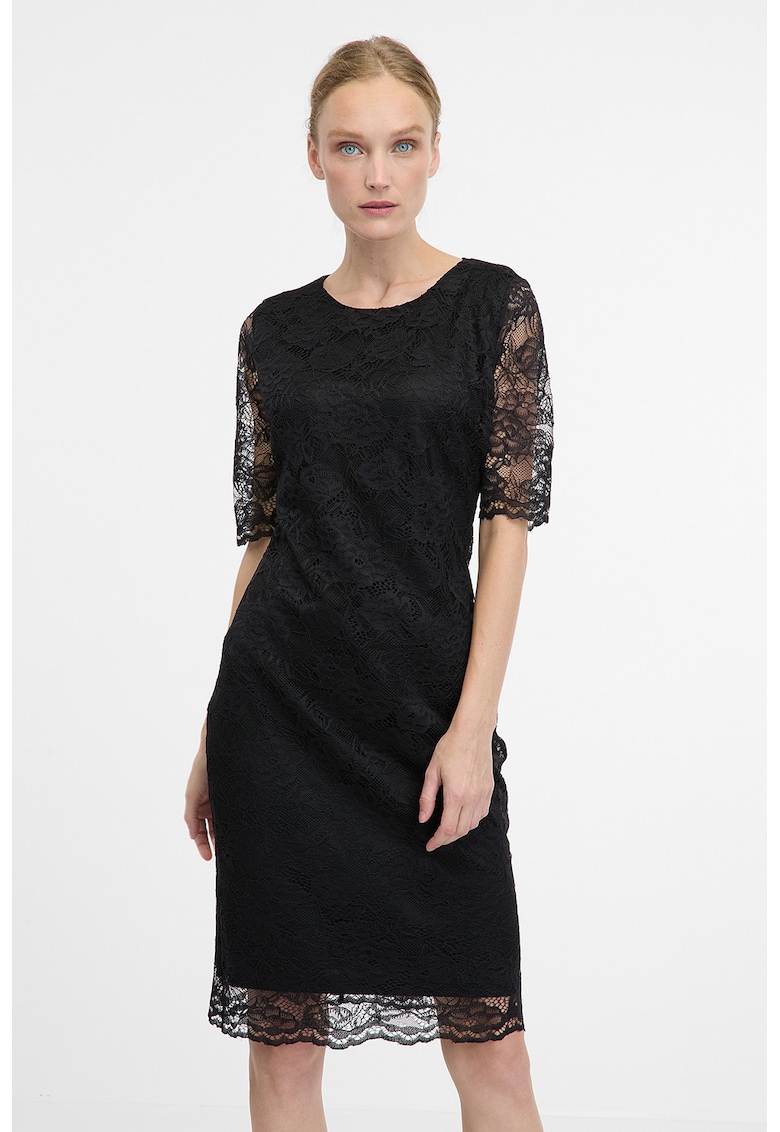 Rochie cambrata cu maneci scurte - Negru