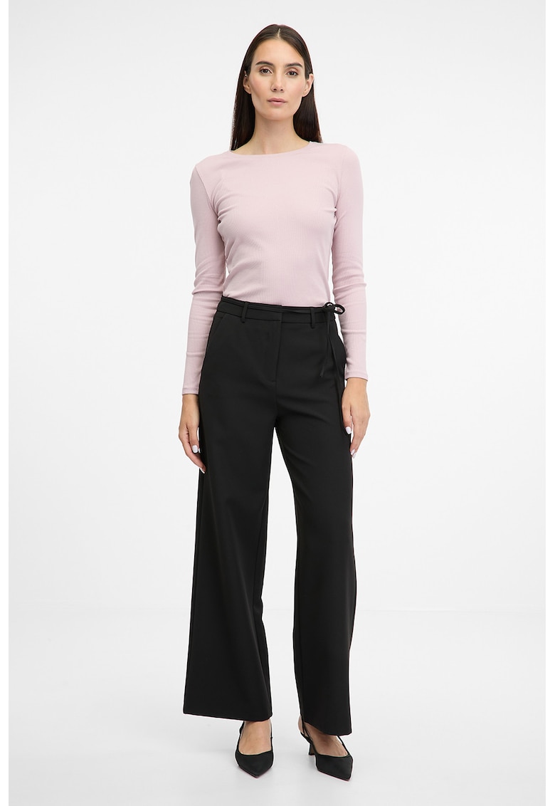 Pantaloni relaxed fit cu model uni - Negru
