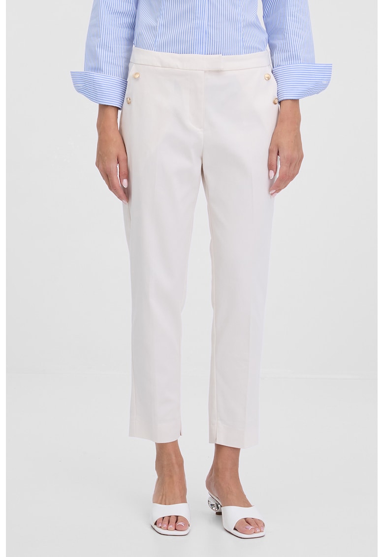 Pantaloni chino crop - Alb