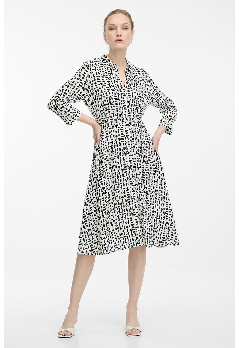 Rochie-camasa cu maneci 3/4 - Alb/Negru