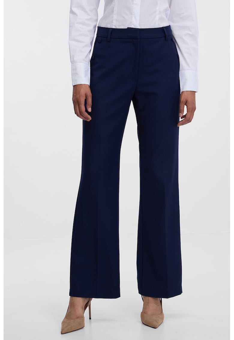 Pantaloni evazati cu talie inalta - Albastru ultramarin