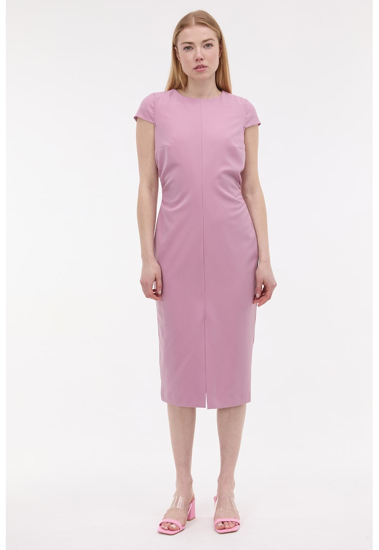 Rochie midi cu croiala creion - Roz stins