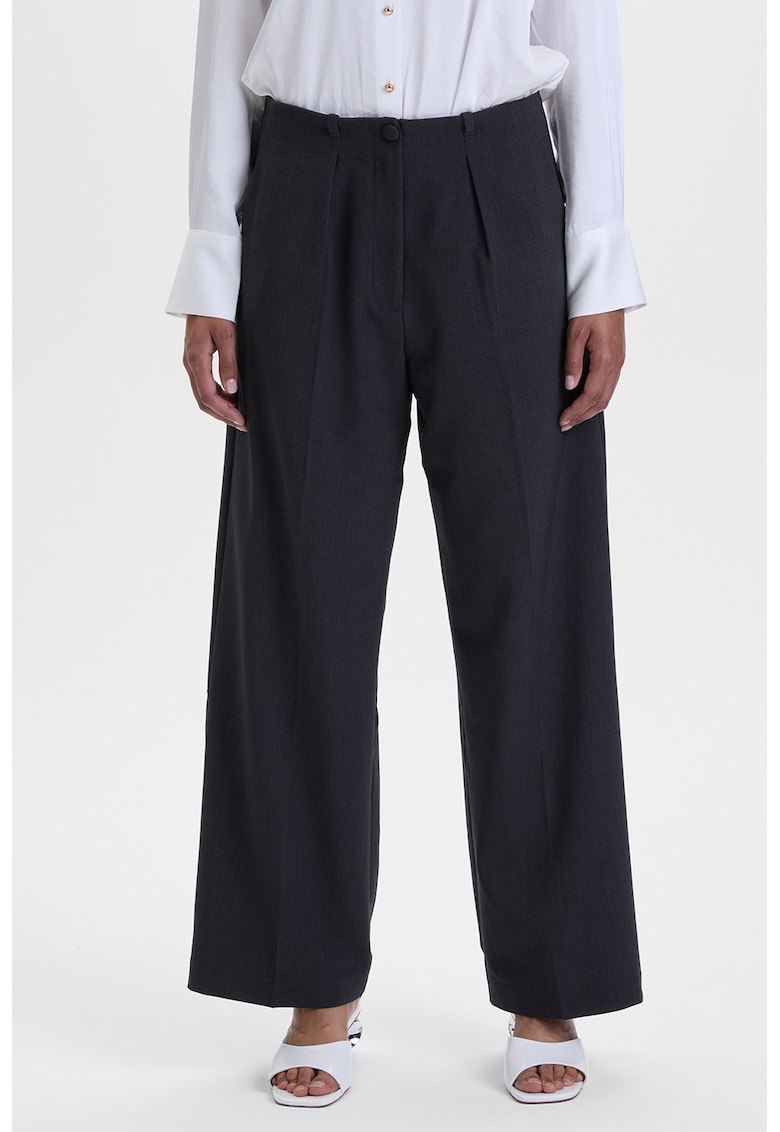 Pantaloni cu talie inalta si croiala ampla - Albastru ultramarin