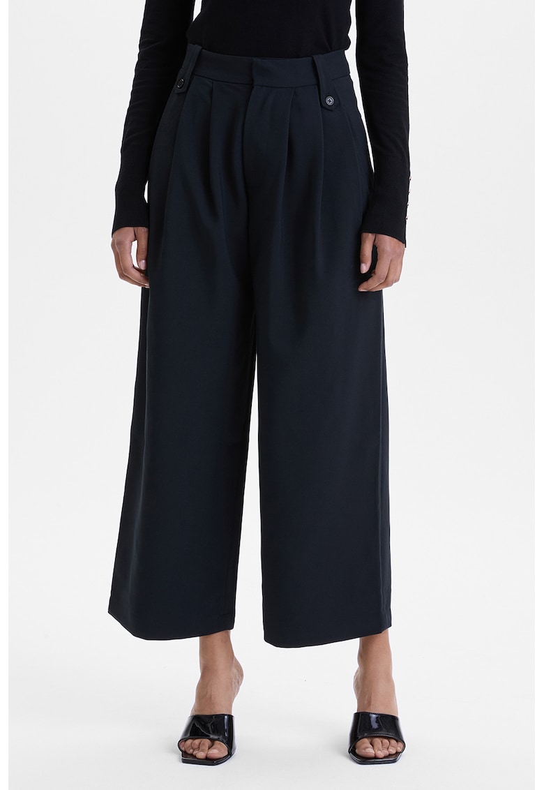 Pantaloni crop cu croiala ampla - Negru